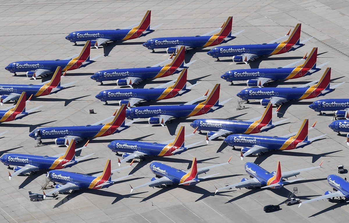 Máy bay Boeing 737 MAX của Southwest Airlines tại sân bay ở Victorville, California, Mỹ, ngày 28/3/2019. (Ảnh: AFP/TTXVN).
