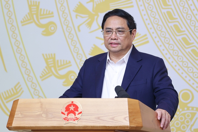 Thủ tướng Phạm Minh Ch&iacute;nh ph&aacute;t biểu tại hội nghị.