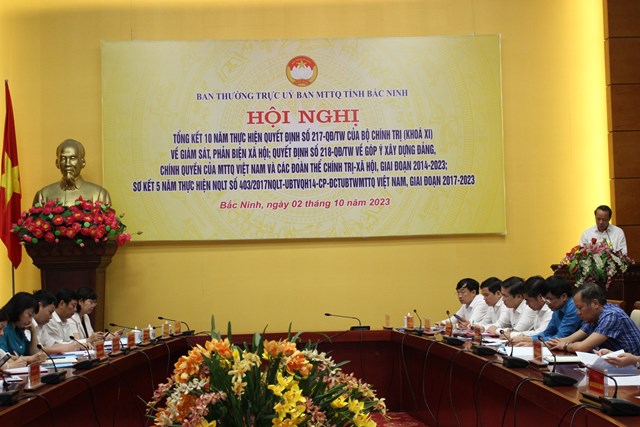 Bắc Ninh tổng kết 10 năm thực hiện Quyết định của Bộ Chính trị về giám sát, phản biện xã hội
