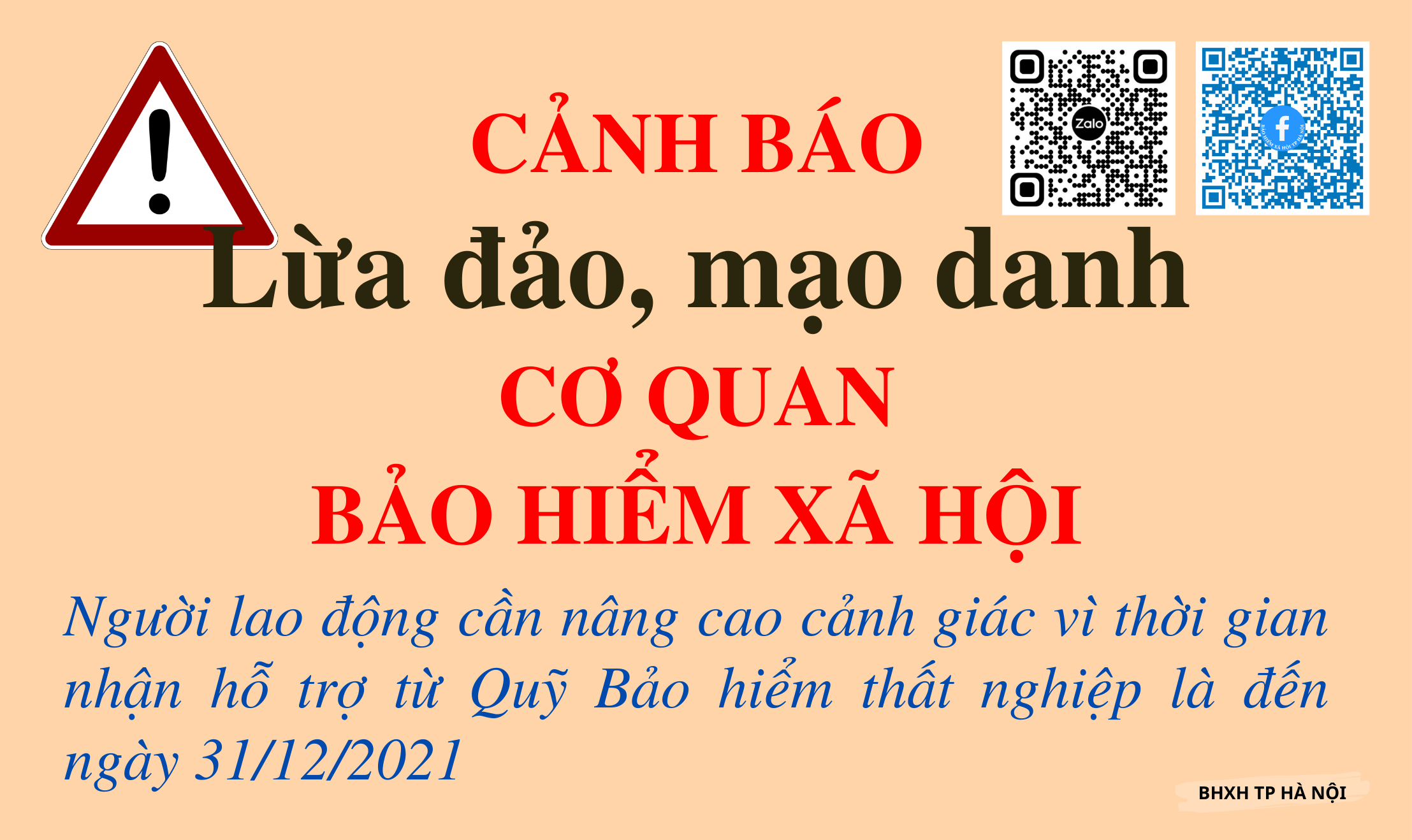 BHXH thành phố Hà Nội cảnh báo tình trạng mạo danh để lừa đảo.