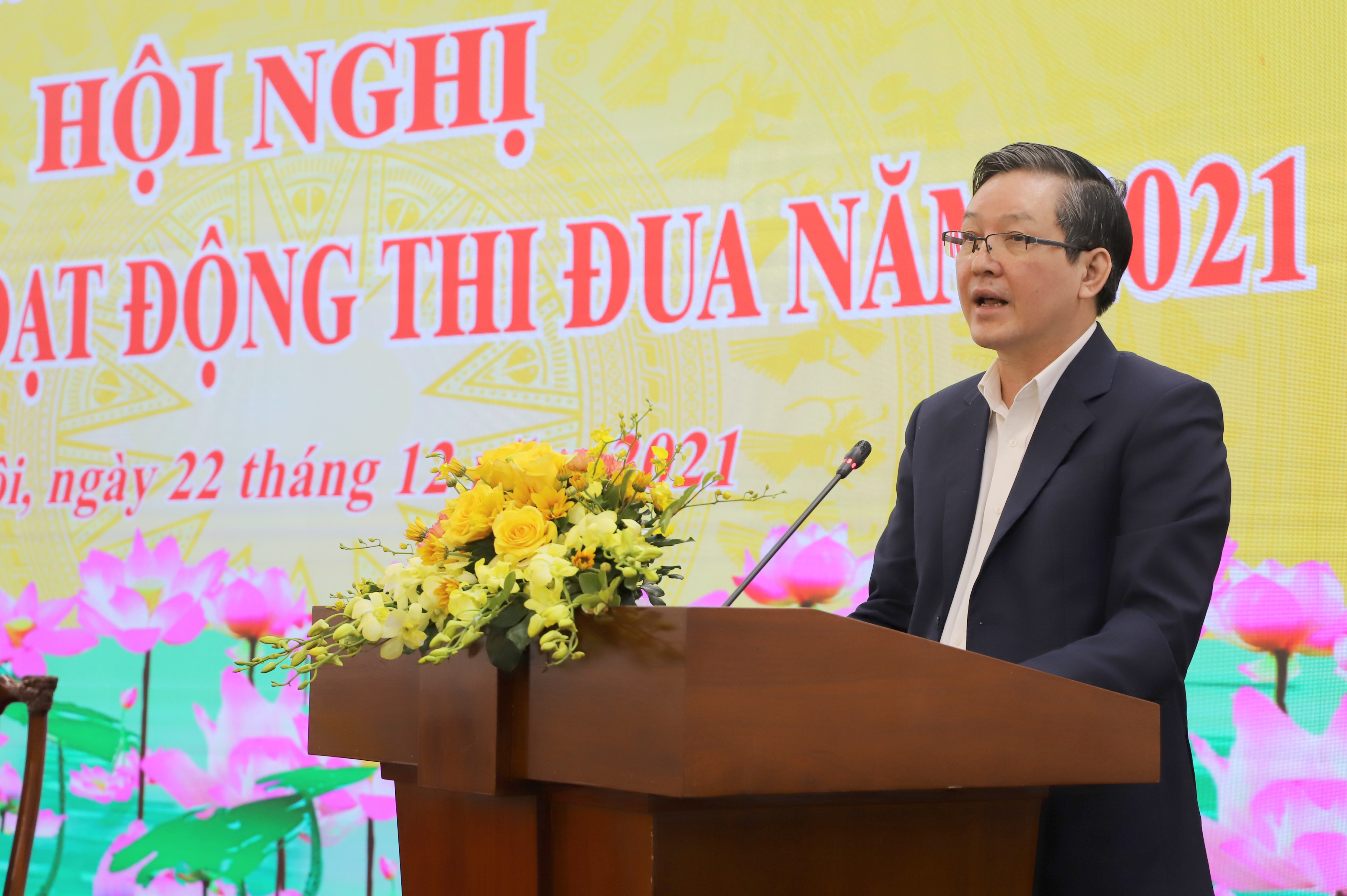 Ông Lương Quốc Đoàn, Chủ tịch Trung ương Hội Nông dân Việt Nam phát biểu tại Hội nghị.